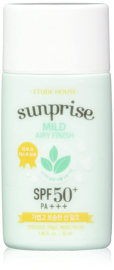 Etude House Sunprise Mild Airy Finish Sun Milk SPF50+ PA+++ works to provide long-lasting UV protection