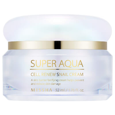 MISSHA Super Aqua Cell Renew Snail Cream moisturizer is designed to create a barrier for your skin